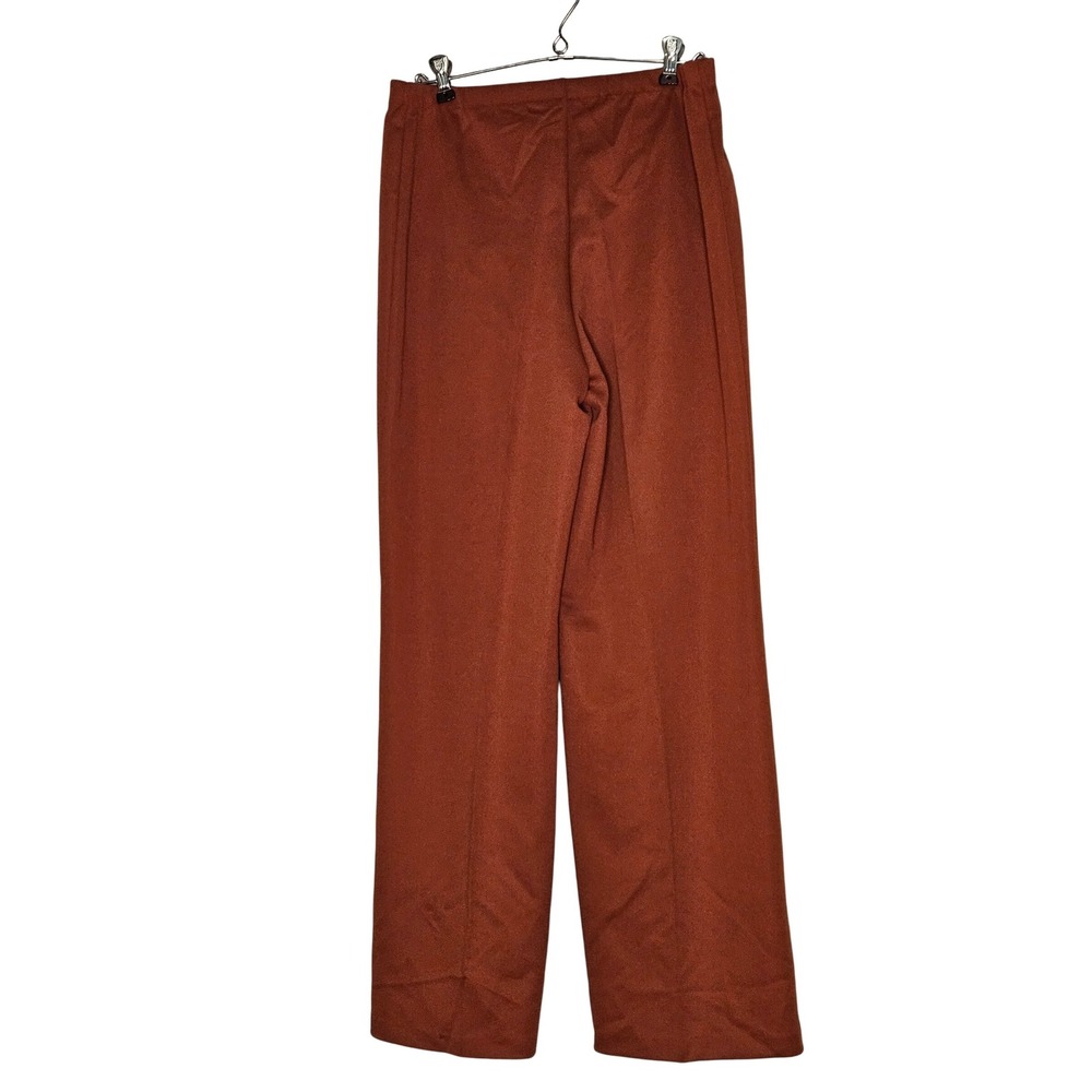 Vintage 70s Wide Leg Palazzo‎ Pants Size 14 Rust Brown High Waist Elastic